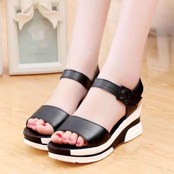 

classics женские sandalsfashion бич толстым дном сандалии алфавит леди сандалии кожа высокой пятки обувь 07 p309, Black