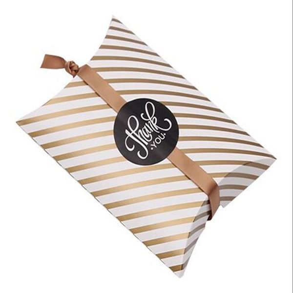 

feiluan store new 10pcs paper pillow box 14x20x4cm 10.5x14x3.5cm dots stars stripes style wedding candy party brithday box bbygnu