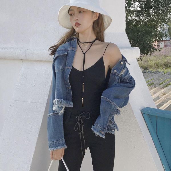 

wholesale 2020 new summer selling women's fashion casual denim jacket l3381, Black;brown