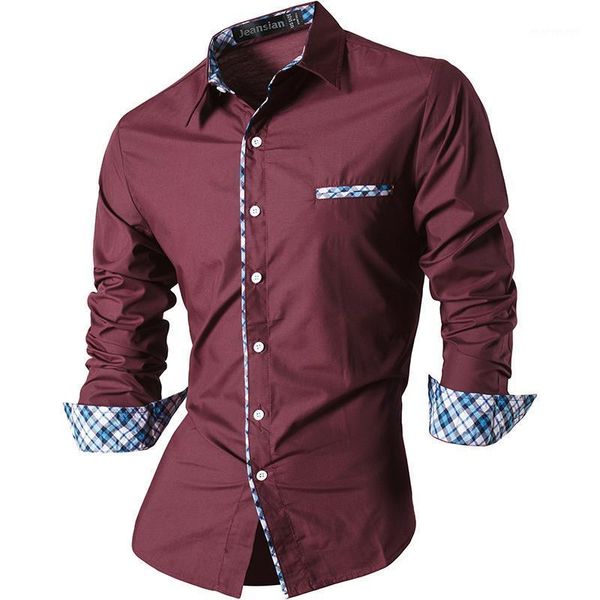 

jeansian men's casual dress shirts fashion desinger stylish long sleeve slim fit z020 winered21, White;black