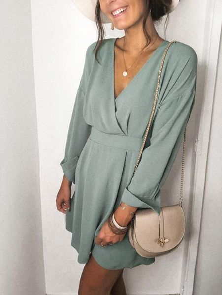 

2021 slim women's clothing elegant vestidos autumn style edstidos de fiesta v-neck robe femme dress female, Black;gray