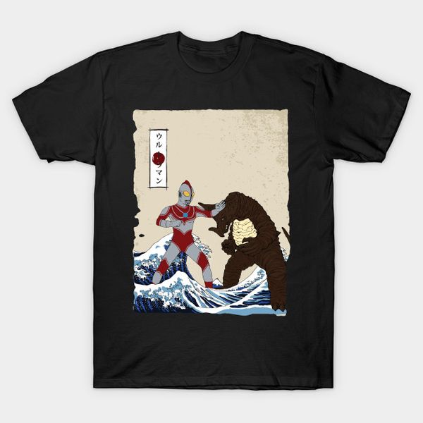

sport men t-shirt great kaiju fight off kanagawa tshirt women t shirt men cotton tees harajuku
