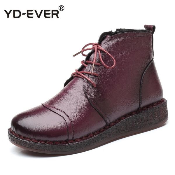 

autumn lace-up genuine leather female short boot shoes women winter short plush non-slip side zipper leather boots, Black
