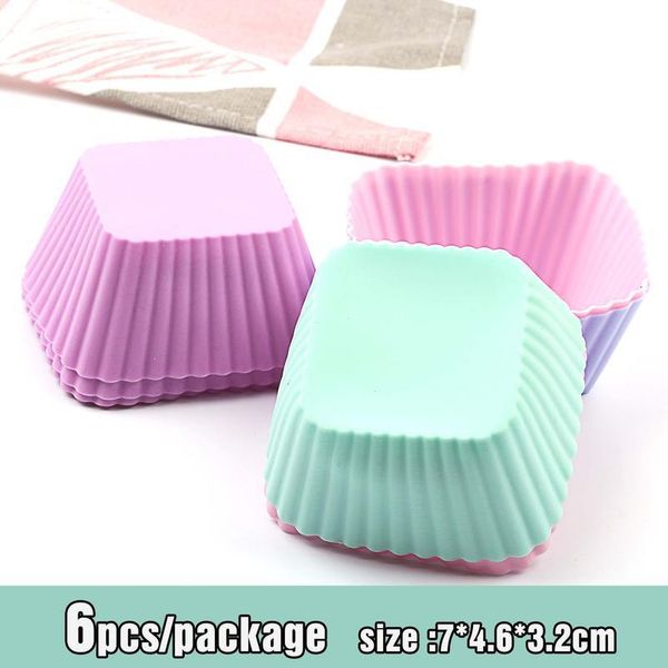 

sile cupcake mold square shaped fondant pan 3d muffin cupcake kitchen baking pastry tools cake decorating tools 6/12 jllfss