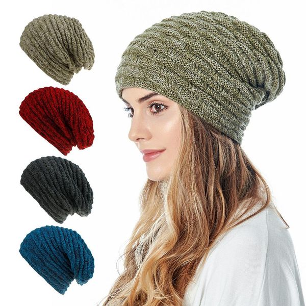 

8 colors women winter knitted beanie velvet caps crochet hats skull warm ski trendy soft thick caps, Blue;gray