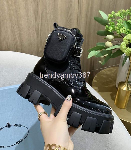 

boots autumn cowhide martin boots women's waterproof platform thick bottom muffin short triangular label bag british style versatile, Black