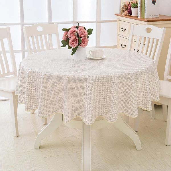 

flower style round table cloth pastoral pvc plastic kitchen tablecloth oilproof decorative elegant waterproof fabric table cover wmtvxd