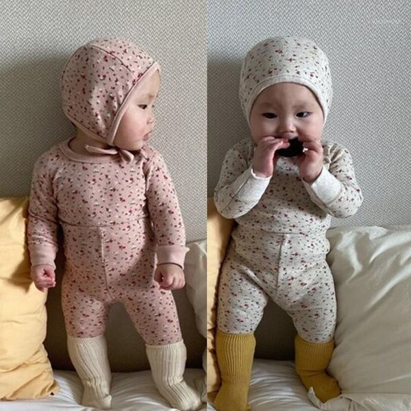 

autumn newborn baby boys and girls clothes set cotton floral t shirts pants hat 3pcs baby toddler casual clothes outfits1, White