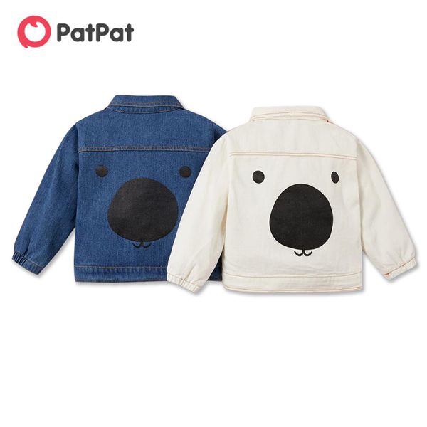 

patpat 2020 new spring and autumn cute bear print denim coat baby toddler girl and boy jackets coats clothes 1029, Blue;gray