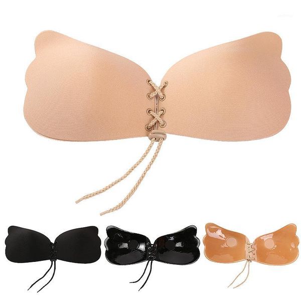 

seamless strapless bra women's super push up bra self-adhesive silicone wedding party underwear a b c d e f cup bras1, Red;black