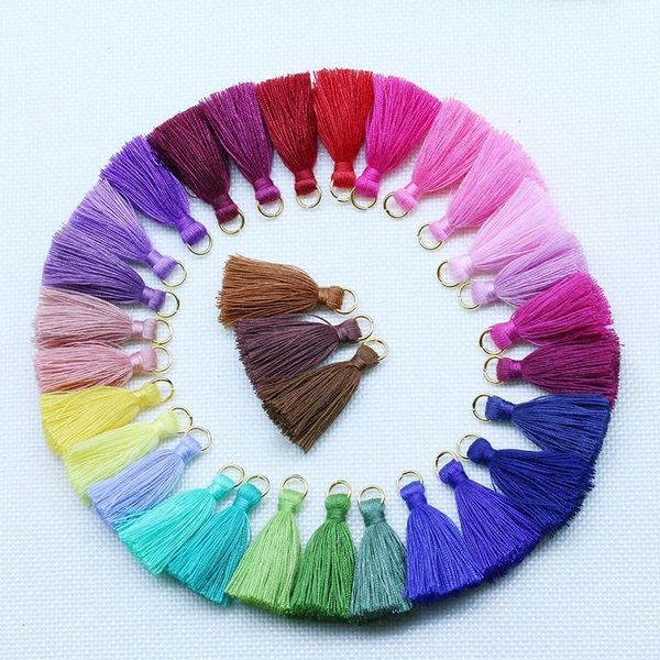 

100pcs polyester cotton mini metal ring tassel trim diy hanging ring fringe trim garments curtains jewelry decor tassels lace h qyldni