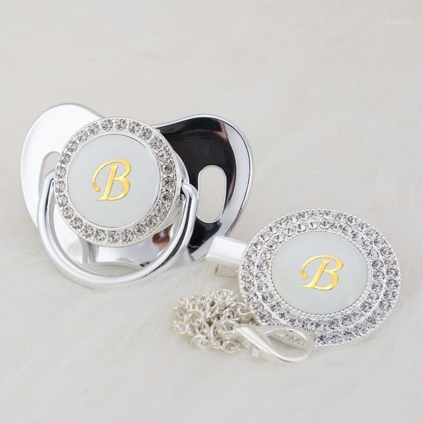 

miyocar bling name initials letter b unique bling pacifier and pacifier clip bpa dummy unique design lb-11