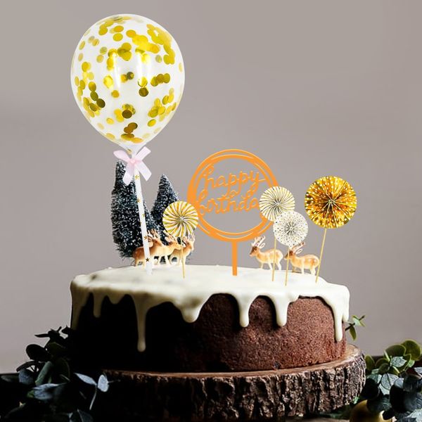 

hjcsv baking decoration cake balloon cake flower card set balloon paper fan card card 5qiy3