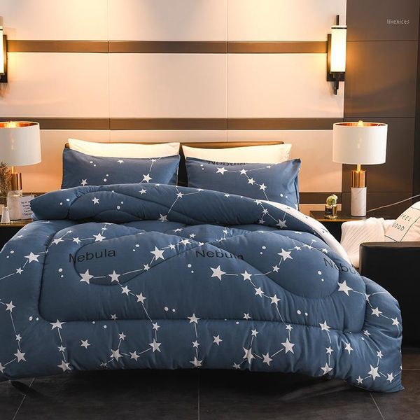 

warm comforter thick bedding filler quilt cotton&polyester throw blanket star grid geometric home textile full double queen size1