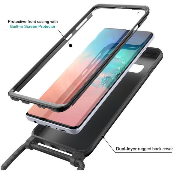 

grandever soft tpu case with lanyard necklace for samsung galaxy s9 s10 plus cover rope crossbody with long neck str qylwxu
