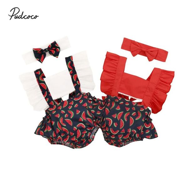 

cute newborn baby girl 0-24m floral clothes print tank shorts romper headband 2pcs princess girls summer clothes, White