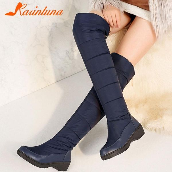 

2020 new brand fashion woman shoes waterproof square thick heels over-the-knee boots down round toe short plush slip-on1, Black