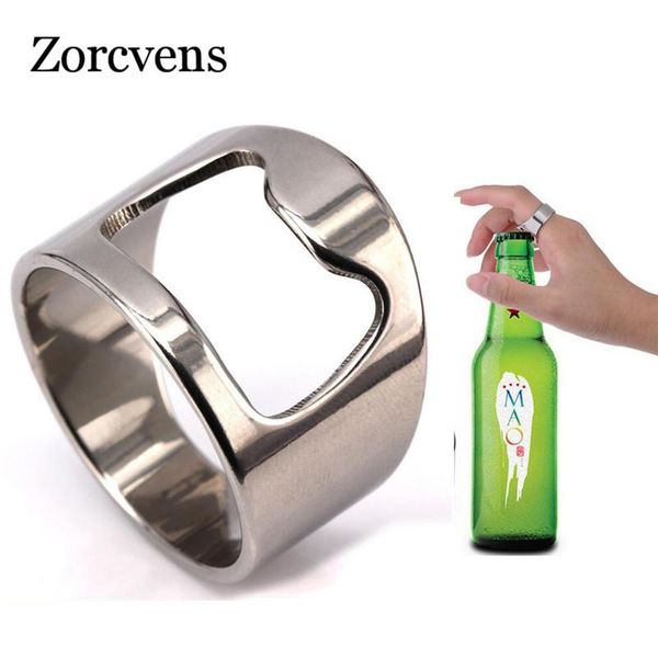 

cluster rings zorcvens arrival unique creative versatile stainless steel beer bottle opener bar tool ring for men, Golden;silver