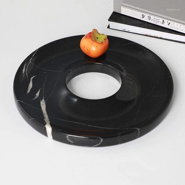 

flatware sets natural marble fruit tray, candy cookies dish, pastry serving jewelry watch tray (black marquina)1