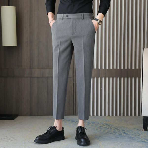 

men's suits & blazers 2021 spring men suit pants solid colors business dress fashion ankle length slim fit formal wedding office social, White;black