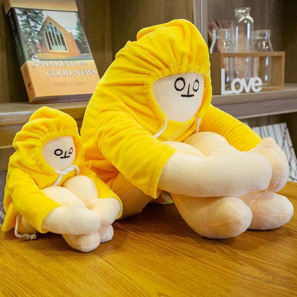 Peluche di alta qualità da 18 cm squatting banana man emoticon bag doll cuscino regalo di natale