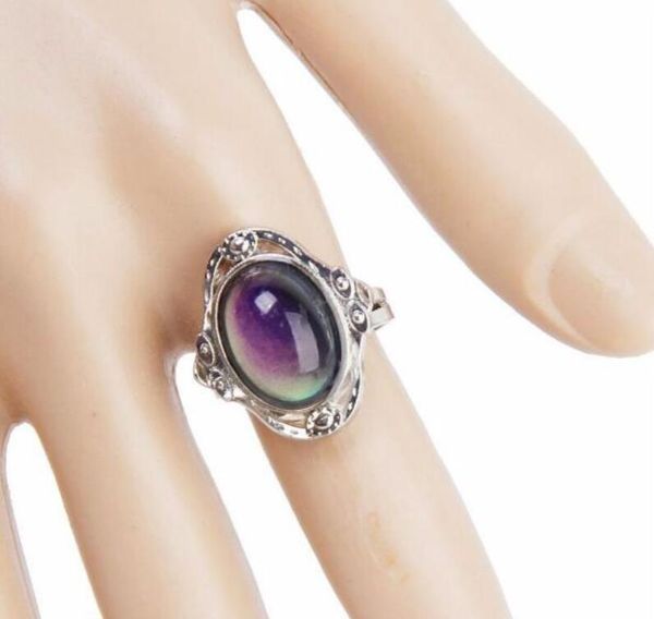 

vintage retro color change mood ring oval emotion feeling changeable ring temperature control color rin wmttca dh_garden, Silver