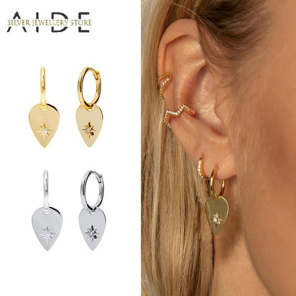

hoop & huggie aide europe america sector pendientes earrings for women retro ins anise star pierced earings silver 925 jewelry brincos, Golden;silver
