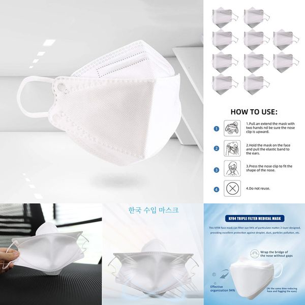 

kf94 mask triple face mask 94% 10pcs filter filtration adaptable nose bar 4-layer protective fa