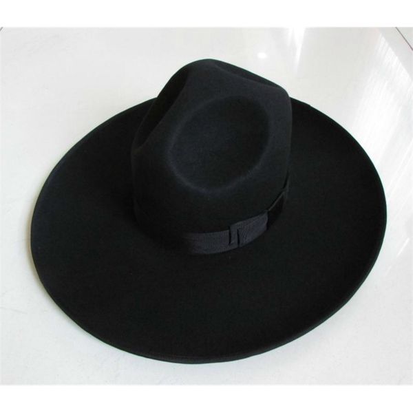 

men's 100% woolen fedoras hat wide brim oversize 12cm woolen hat fashion black wool felt fedora woolen cap equestrian hat b-8127 t20010, Blue;gray