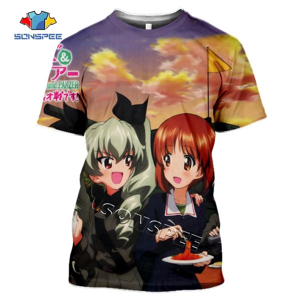 

3d anime print homme men girls und panzer 3d print shirts horror kawaii hippie men clothing