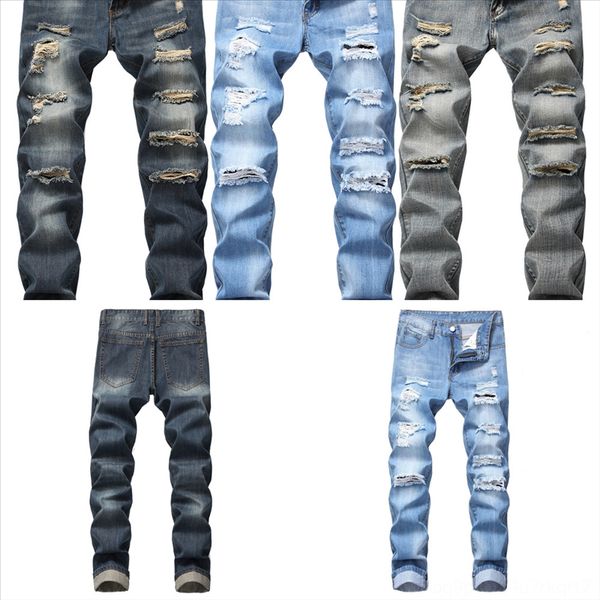 

ztxyk брюки моды slim fit разорванные ноги джинсы дыра осень новые брюки джинс человек джин-хунни снижающая мужская уличная джинсовая куртка, Black