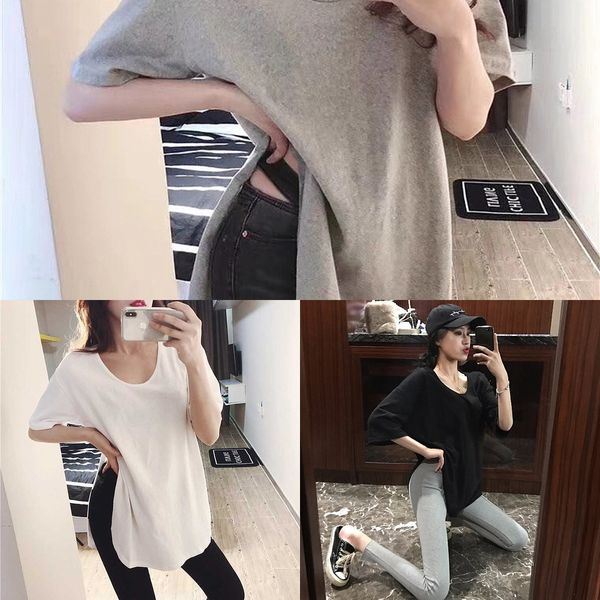 

n6o5v 2020 popular 8n5t new spring and summer korean short sleeve t-shirt coat t-shirt trendy ins loose fashion split female style wo, White