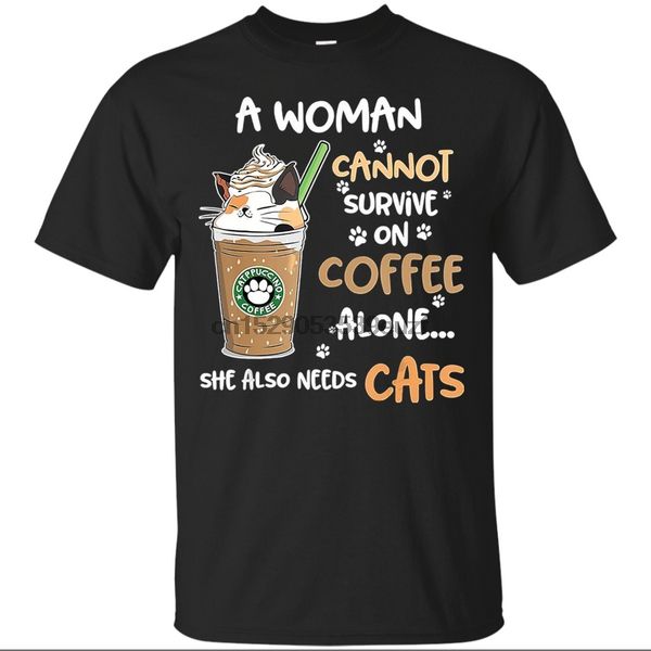 

a woman cannot survive on coffee alone she also needs cats men black size s... large size tee shirt sport hooded sweatshirt hoodie