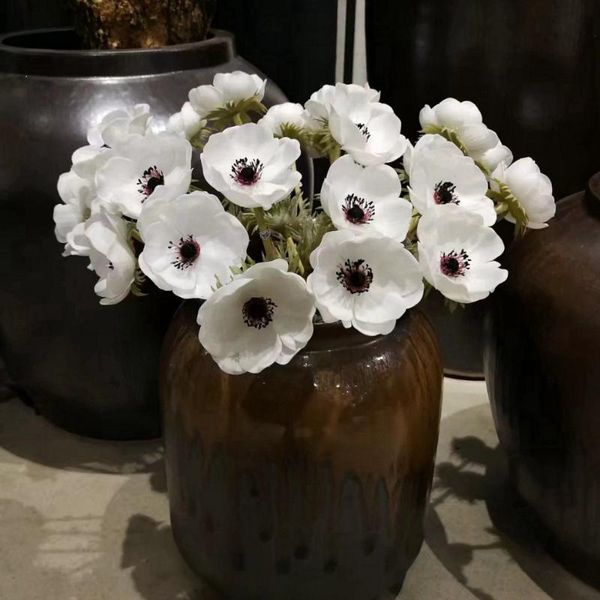 

decorative flowers & wreaths artificial anemone 12 pieces/lot wedding home table flower party decoration boutonniere bouquet accessries