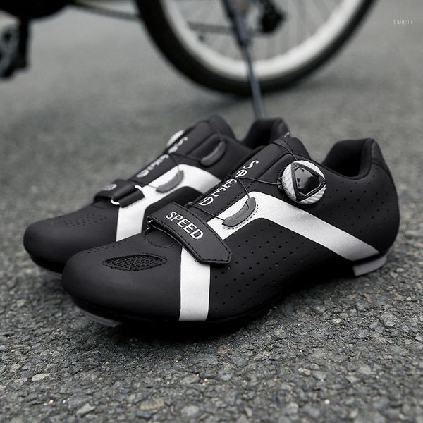 

breathable mtb outdoor cycling shoes lightweight reflective self-locking cleat shoes athletic bicycle sneakers men sports1, Black