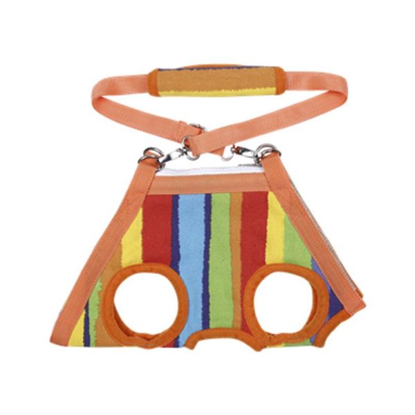 

multifunction pet dog carrier shoulder bag harness clothes - size (orange stripe)