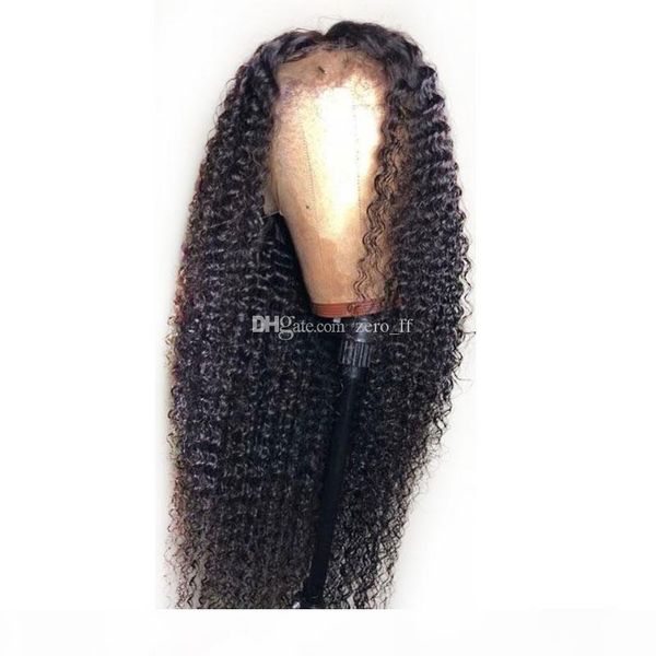 

150 density full lace wig kinky curly human hair wigs lace front wig glueless full lace wigs for black women, Black;brown