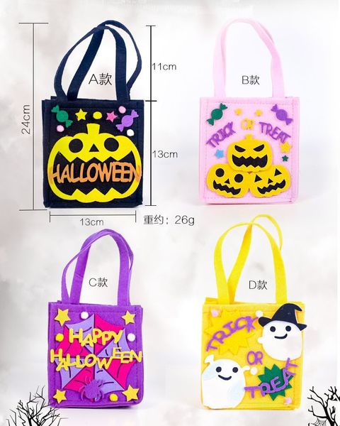 

halloween pumpkin storage bags trick or treat basket child candy gifts handbag kids baby cartoon halloween handbag totes decorations ly9282, Black