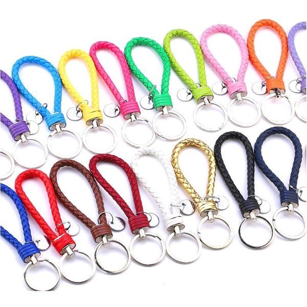 

10pcs pu leather keychain car keyrings men women keychain braided woven rope bts keychain diy bag pendant key chain hold jllfdx