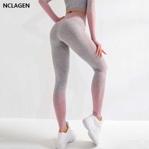 

nclagen women seamless yoga pant stripe bulifting tummy control tights squat proof capris gym sports fitness workout leggings, White;red