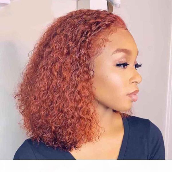 

ginger wig orange 13x4 lace front human hair wigs 180% remy curly deep water wave wig colored glueless preplucked with baby hair, Black;brown