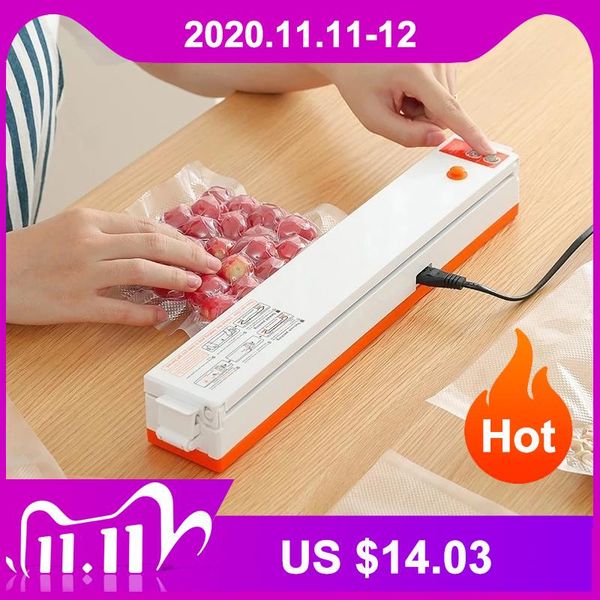 

vacuum food sealing machine electric household sealer packaging 220v/110v automatic film packer including 10pcs bags