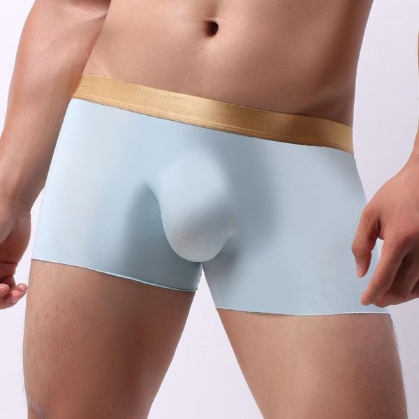 

underpants breathable mens seamless ice silk bulge pouch boxer briefs shorts underwear men's thin briefs1, Black;white