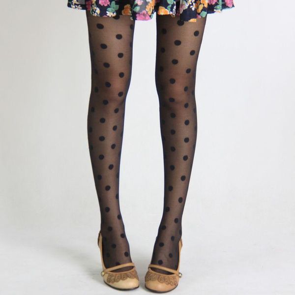 

socks & hosiery korea polka dot women tights ultra-thin jacquard stockings pantyhose fashion female black white