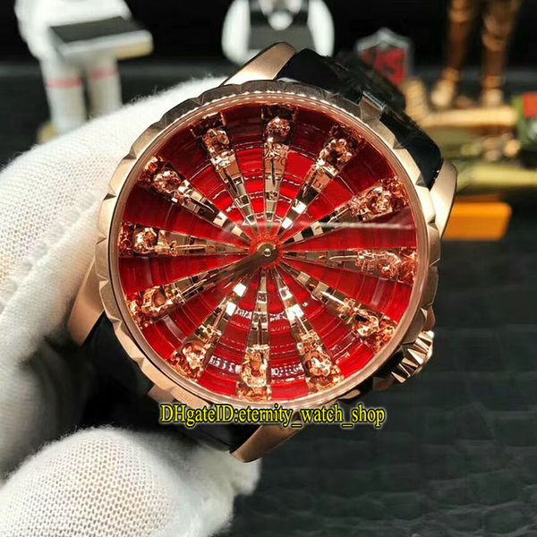 

zz limit edition excalibur rddbex0684 knight of the round table iv rd 821 automatic men's watch diamonds dial rose gold case luxury wat, Slivery;brown