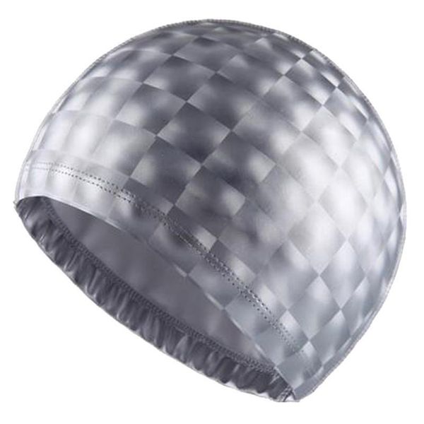 

crystal water cube grids pu coating fabric waterproof ear long hair protection swim pool swimming water caps hat for m sqcflu