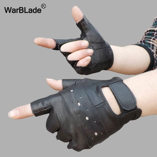 

warblade men genuine sport driving slip-resistant luvas half finger sheep leather fingerless gym fitness gloves, Blue;gray