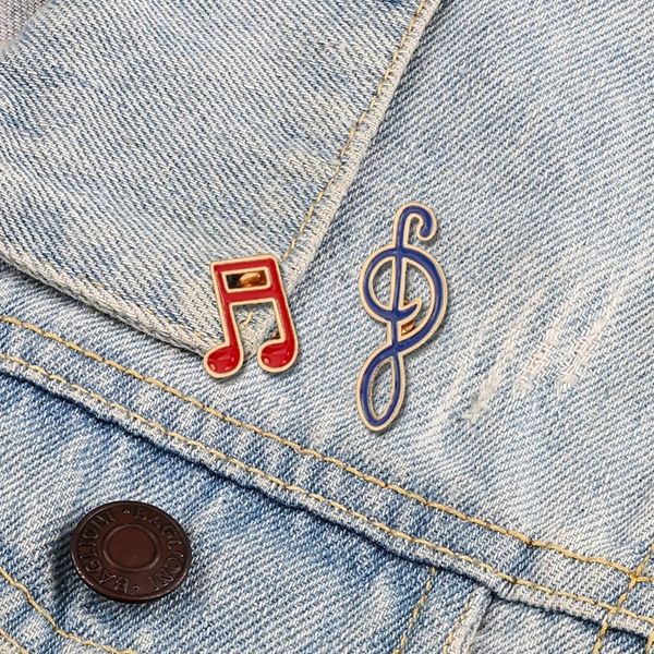 

new creative design cartoon musical note brooch red blue enamel pin fashion metal badge pins brooches clothes decoration jewelry