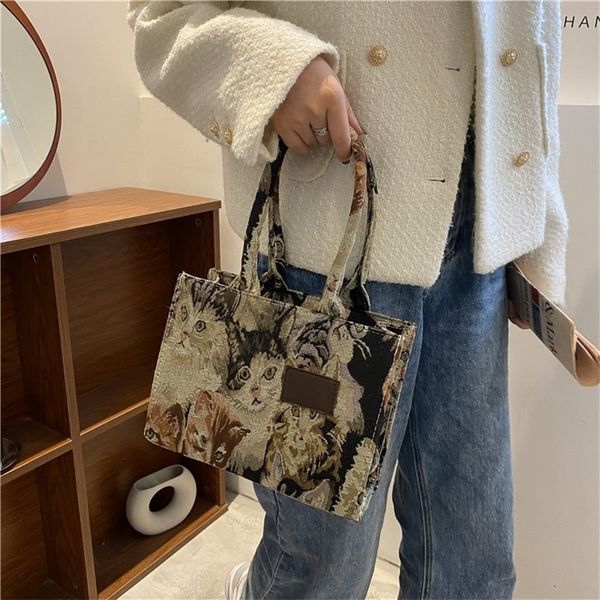

factory store shop graffiti bear oil painting tote bag female 2022 new minority portable single shoulder bag large capacity messenger commut