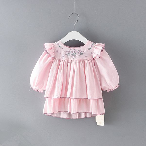 

2021 new spring princess clothes newborn toddler embroidery lantern sleeve girls baby party a-line es 0-2 gu75, Red;yellow